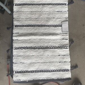 Threshold 20"x32" Tassle Striped Bath Rug Navy